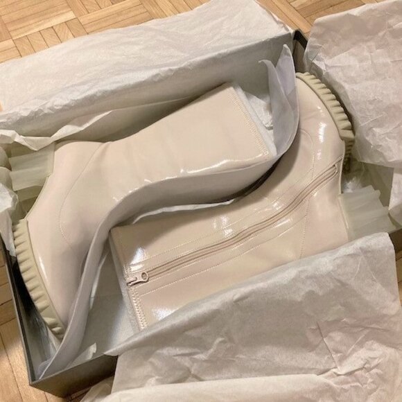 4ACCCCEES Cream White Heeled Leather Boots - Picture 5 of 6